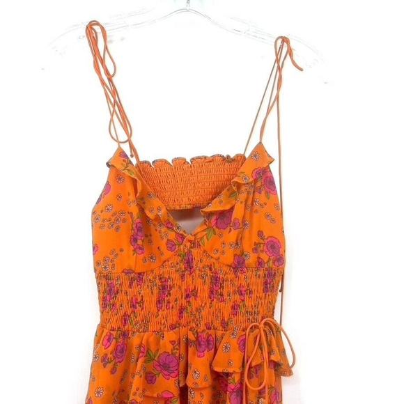 For Love & Lemons Peony High Low Floral Midi Dress Size M Adjustable Straps - Picture 6 of 11